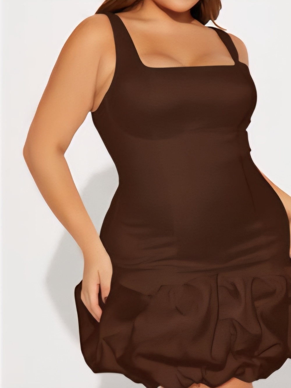Fashion Nova Brown Ruffle Hem Mini Dress - Picture 2 of 5